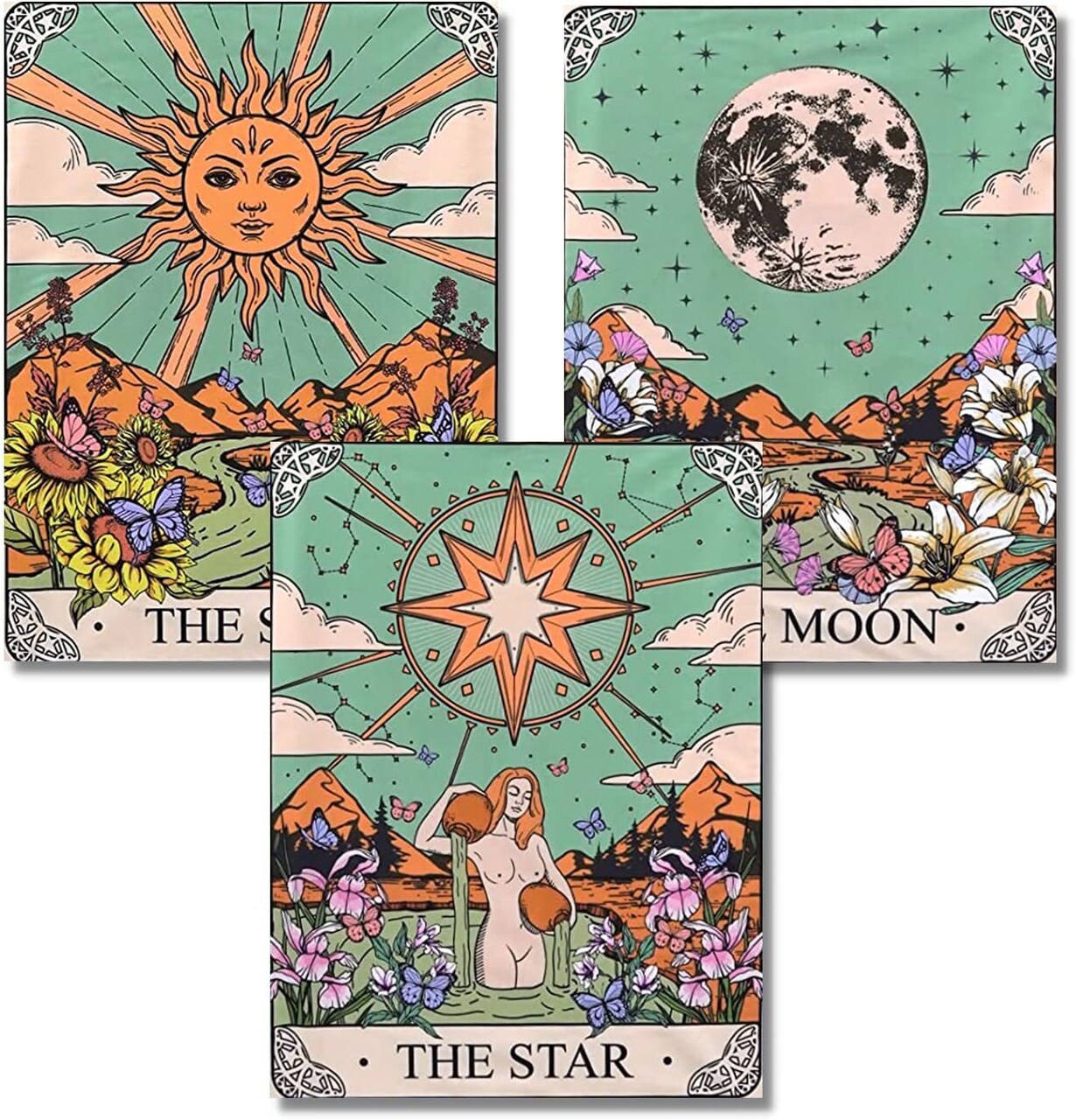 3 Pack Tarot Diamond Art Kits for Adults – 5D Full Round Diamond Painting Kits, Stars Sun Moon Theme DIY Gem Art for Beginners, Home Wall Decor 12x16 Inch